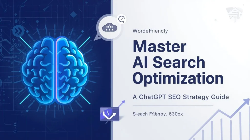 ChatGPT AI search optimization featured image with brain icon, search magnifying glass, and text "Master AI Search Optimization - ChatGPT SEO Strategy Guide