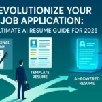 Featured image showing a futuristic job seeker choosing between traditional, template, and AI-powered resumes, symbolizing the shift to AI-driven resume building in 2024.
