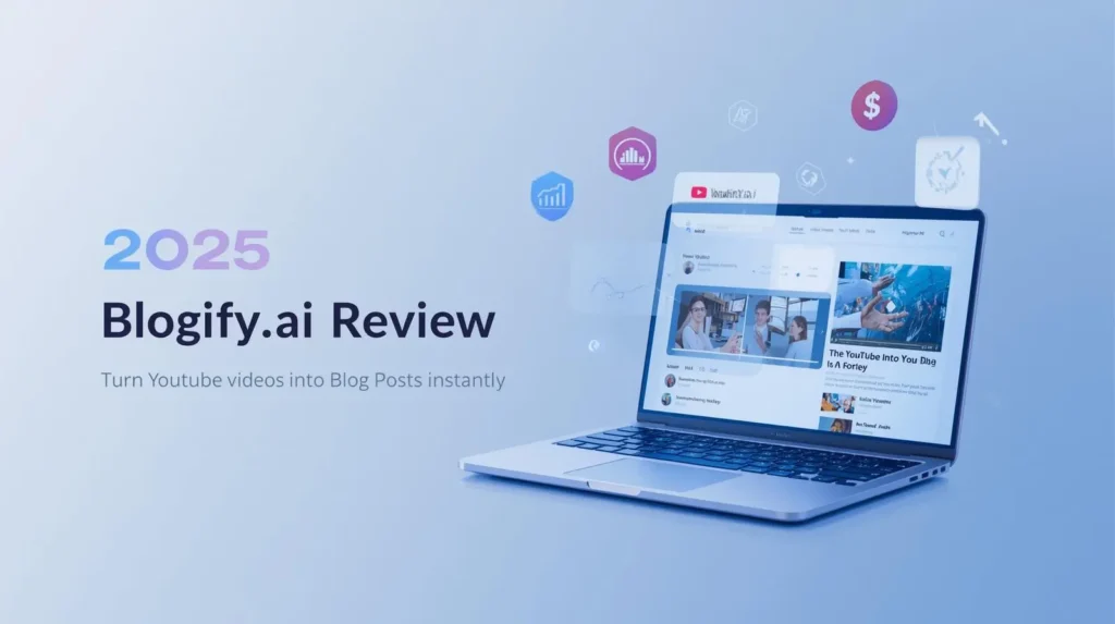 Blogify.ai converting a YouTube video into an SEO-optimized blog post using AI automation tools.