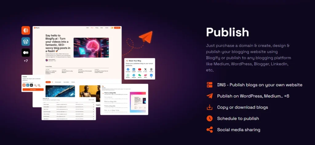 Blogify.ai homepage showcasing features to automate blog creation, publication, and affiliate monetization using AI tools.