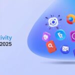 best productivity apps 2025 with AI tools, email assistant, browser, note-taking, timer, and mobile apps in a modern digital workspace.