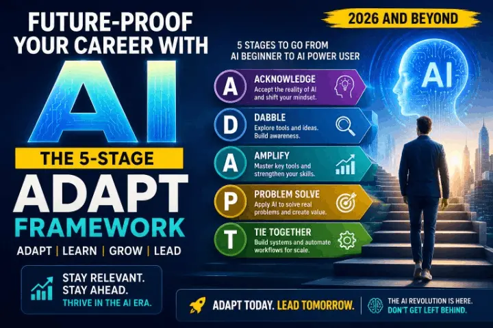 Future-proof your career with AI featured image showing the 5-stage ADAPT framework for AI career growth in 2026